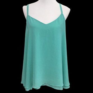 TEAL / AQUA CHIFFON DOUBLE LAYER SWING CAMI